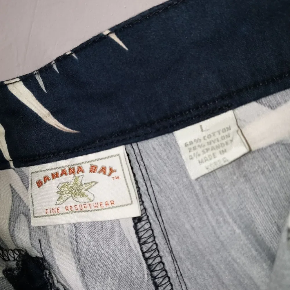 Banana Bay Resort Wear Blue Leaf Crop Trousers